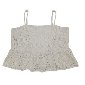 Eyelet Babydoll Peplum Cami | Romantic Cottagecore Summer Top | Cream New Day L